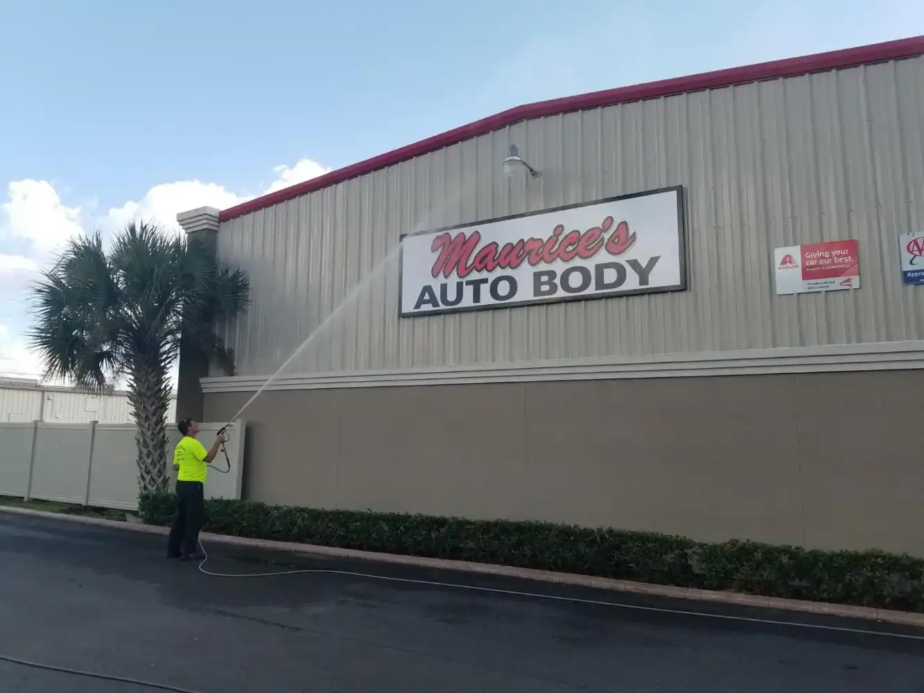 Commercial property after professional pressure washing